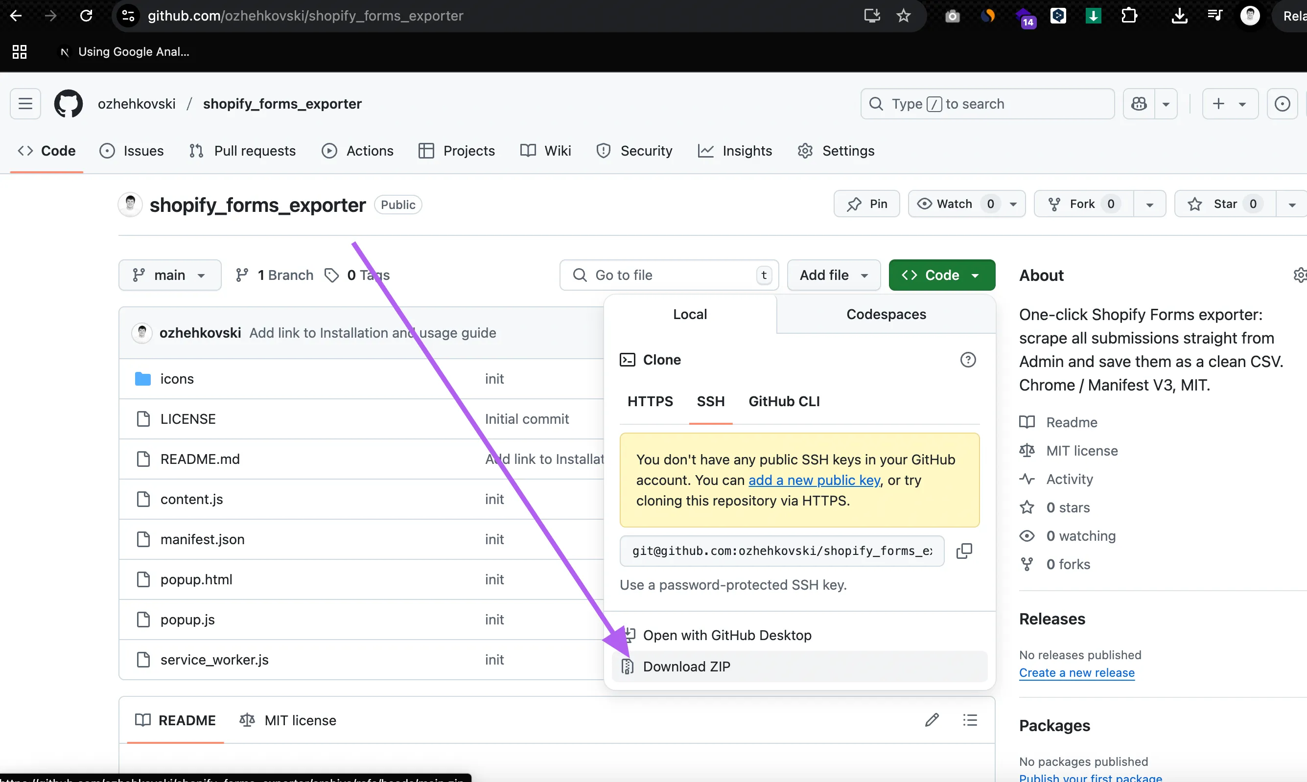 Download forms extension